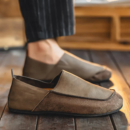 Man Loafers Outdoor Walking Fashion Mens Casual Shoes Soft Leather Comfort Half Slippers Breathable Lazy Driving Shoes