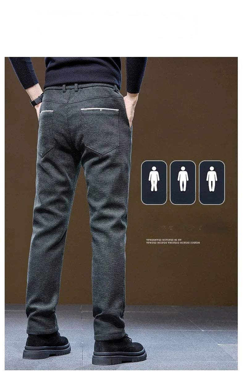 Men's Winter Velvet Casual Pants Thickened Warm Slim Fit Comfortable Solid Color Trousers Korean Fleece  Fashion Outdoor Jogging