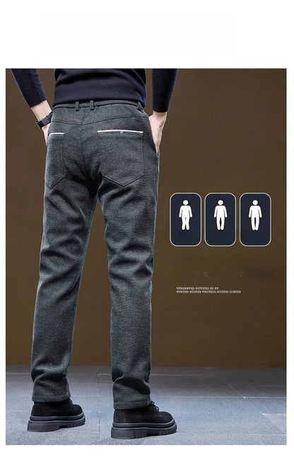 Men's Winter Velvet Casual Pants Thickened Warm Slim Fit Comfortable Solid Color Trousers Korean Fleece  Fashion Outdoor Jogging