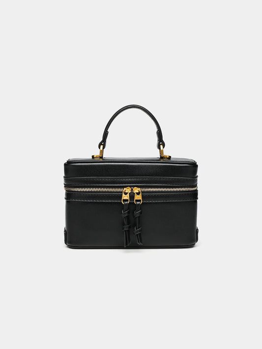Fashionable versatile box bag brown one shoulder trendy hand-held hard fashionable small square bag