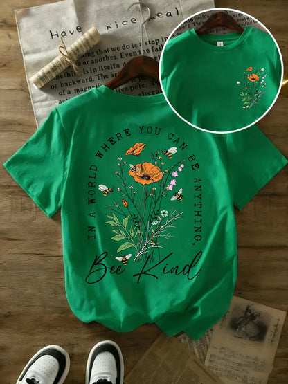 Summer Beautiful Flowers Prints T-Shirts Womens Cotton Oversized T Shirts Basic O-Neck Short Sleeve Tops Casual Woman Clothes