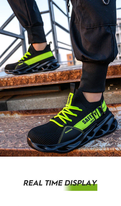 Men's Steel Toe Safety Shoes Anti Crush And Piercing Fashionable Breathable Sock Shoes Outdoor Unisex Work Footwear