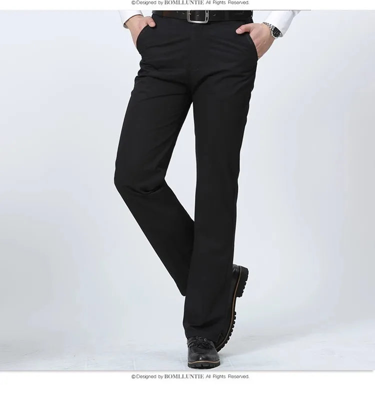 100% Cotton Men's Casual Pants Summer Autumn Fashion Solid Black Khaki Gentle Men Business Long Trousers Brand Smart Suit Pants