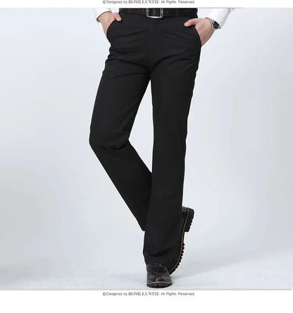 100% Cotton Men's Casual Pants Summer Autumn Fashion Solid Black Khaki Gentle Men Business Long Trousers Brand Smart Suit Pants