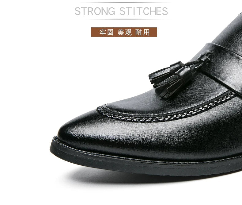 Classic Casual Leather Shoes For Men High Quality Social Office Shoes Men Slip On Loafers Flat Casual Business Leather Shoes Men
