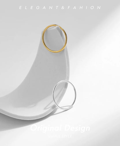 925 Sterling Silver Minimalist Thin Stackable Fashion Rings Classic Gold Color Fine Jewelry For Women Girl Party Gifts