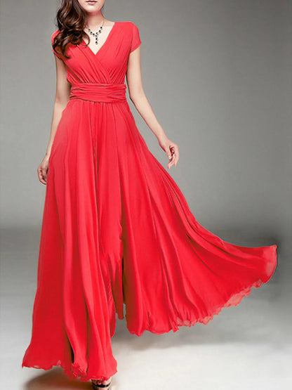 Women Ladies Clothing Short-Sleeve Sexy Club Boho Beach Dress Lady Summer Deep V Neck Party Long Maxi Dress Women