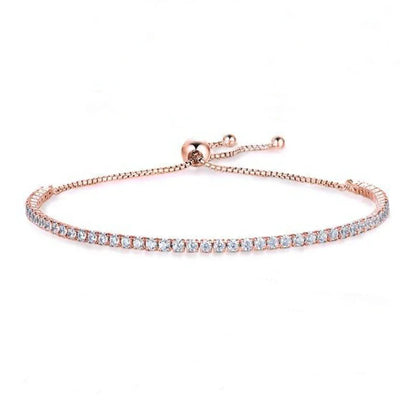2mm Round Full Moissanite Diamond Tennis Bracelet for Women 925 Sterling Silver Plated 18K Gold Adjustable Wrist Chain Jewelry