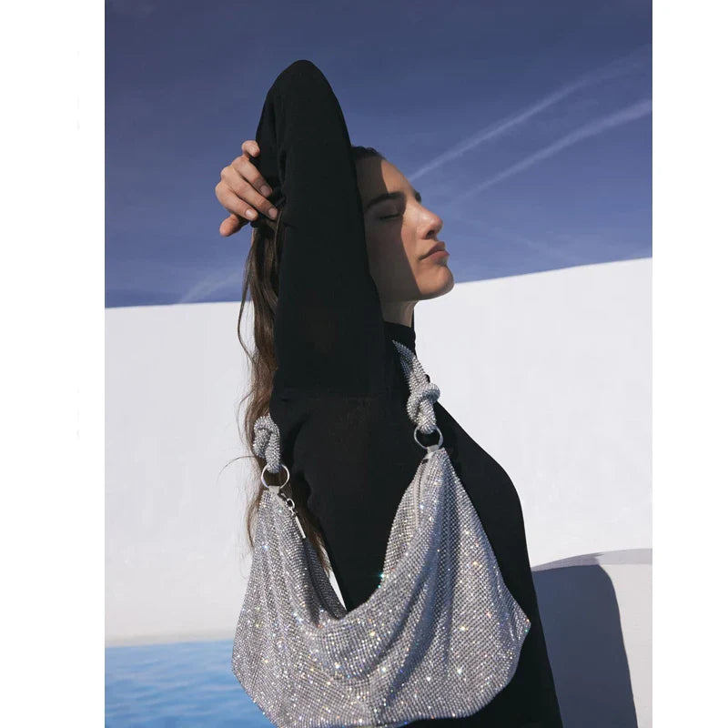 luxury Designer hobo shoulder bag handmade Shining Rhinestones Evening clutch Bag Purse Crystal Purses and handbag Hobo Bags