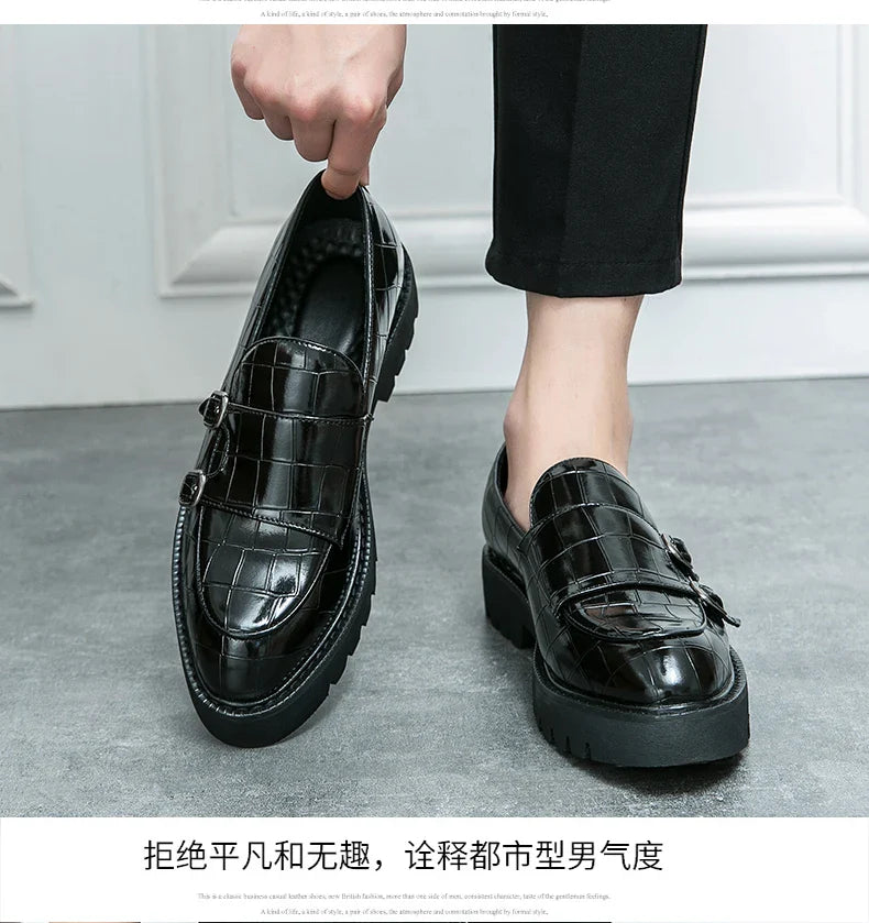 Classic Men's Dress Shoes Slip On Leather Loafers Men Platform Social Shoes For Men Fashion Casual Business Formal Shoes Male
