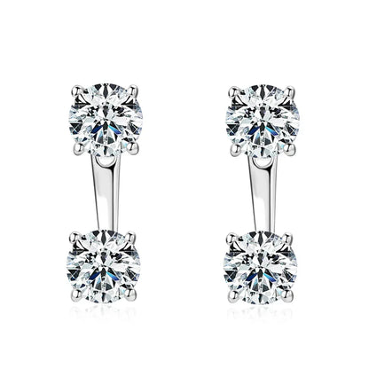2 in 1 Full D Color Moissanite Stud Earrings for Women S925 Silver 4.6cttw All Diamond Earring Pierced Ear Fine Jewelry