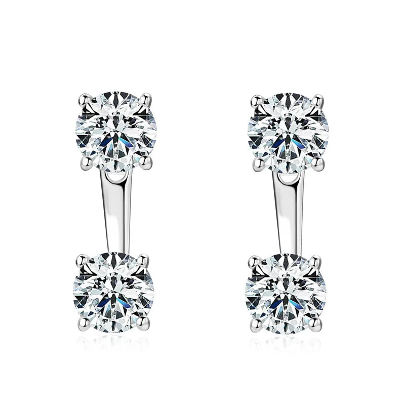 2 in 1 Round Bubble Full D Color Moissanite Stud Earrings for Women 925 Silver All Diamond Earring Pierced Ear Fine Jewelry