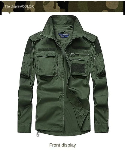 Summer Tactical Sets Mens Outdoor Breathable Multiple Pockets Combat Training  Long Sleeve Shirts Cargo Pants Suits Male