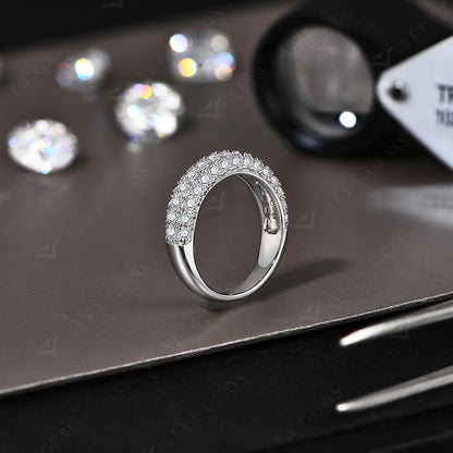 Full Lab Moissanite Diamond Rings for Women Half Wedding Band Sparkling S925 Silver Engagement Bride Fine Jewelry Gifts