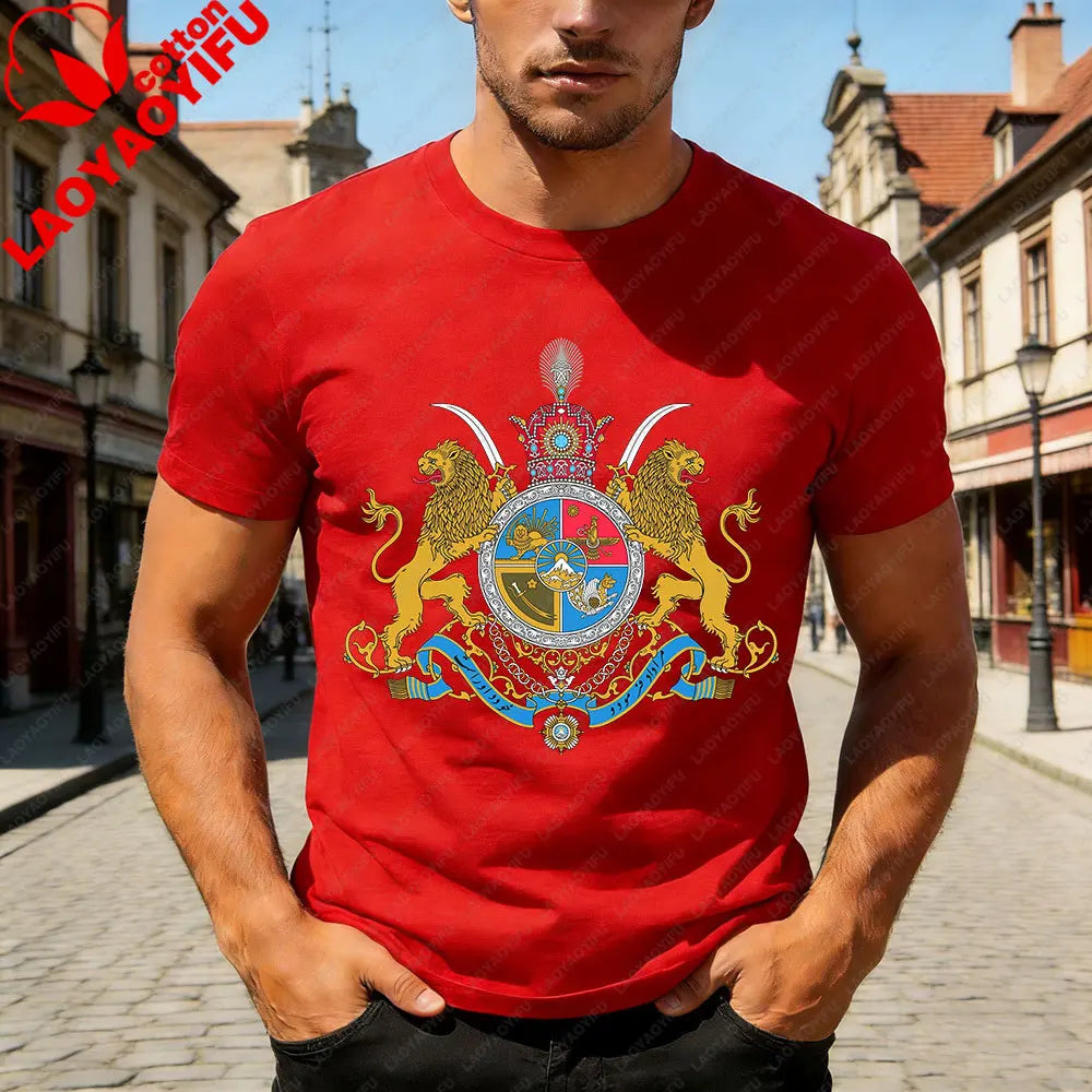 Lion and Sun Iran Persian Flag Iran Tshirt Khorshid Graphic T-Shirt Daily Life Casual Men Women Unisex Cotton Streetwear