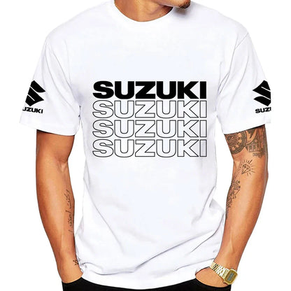 New Summer Racing Motorcycle 100% Cotton Trendy Men T-shirt Daily Outdoor Sports Party Casual Loose Street Short-sleeve
