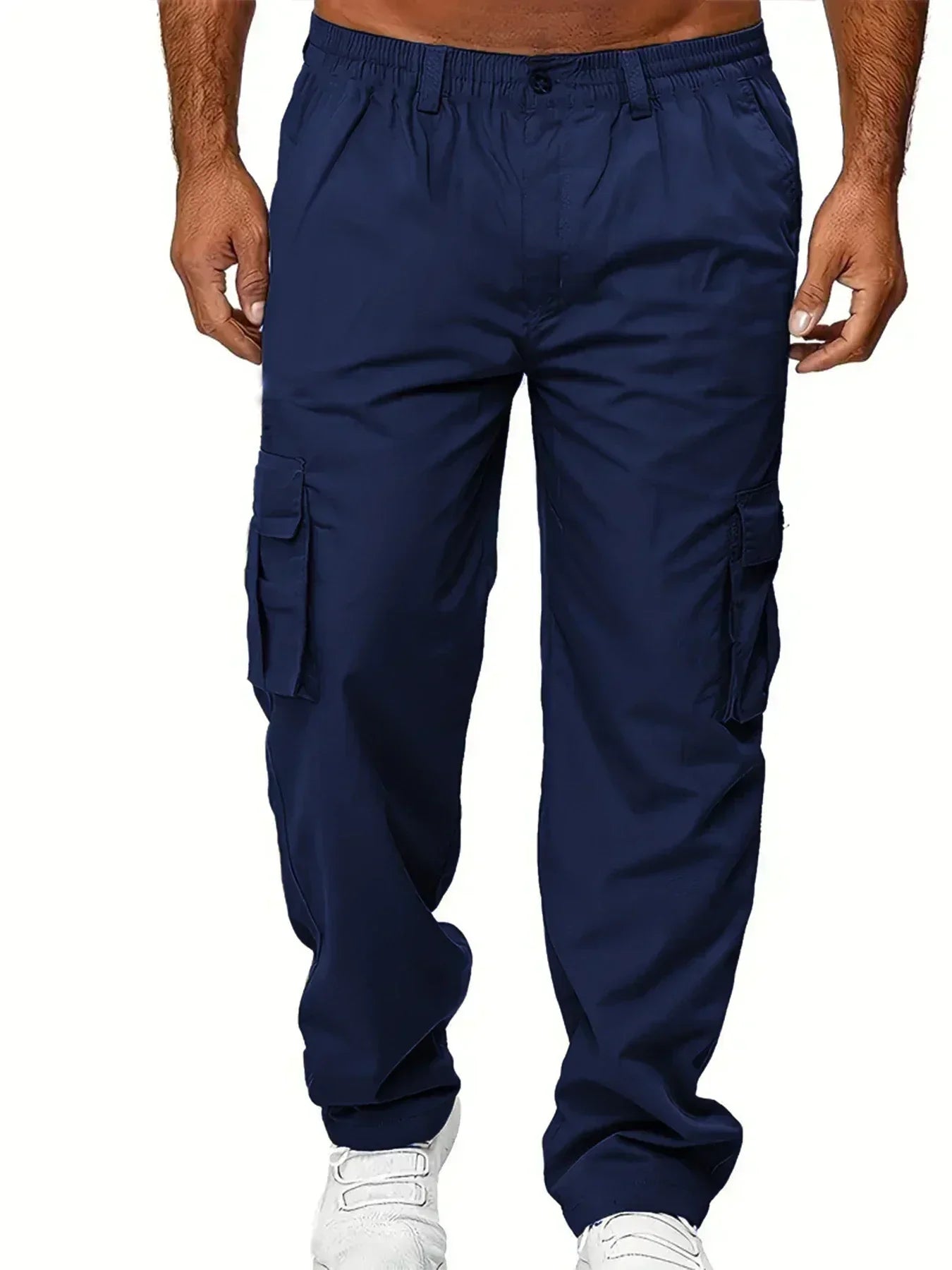 Men's Cargo Trousers Casual Multi-pocket Loose Straight Trousers Stretch-waist Spring Autumn Street Outdoor Sports Fitness Pants