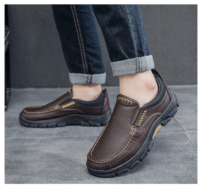 New Spring  Autumn Men's Casual Shoes British Middle aged Dad Shoes Fashion Business Leather Shoes