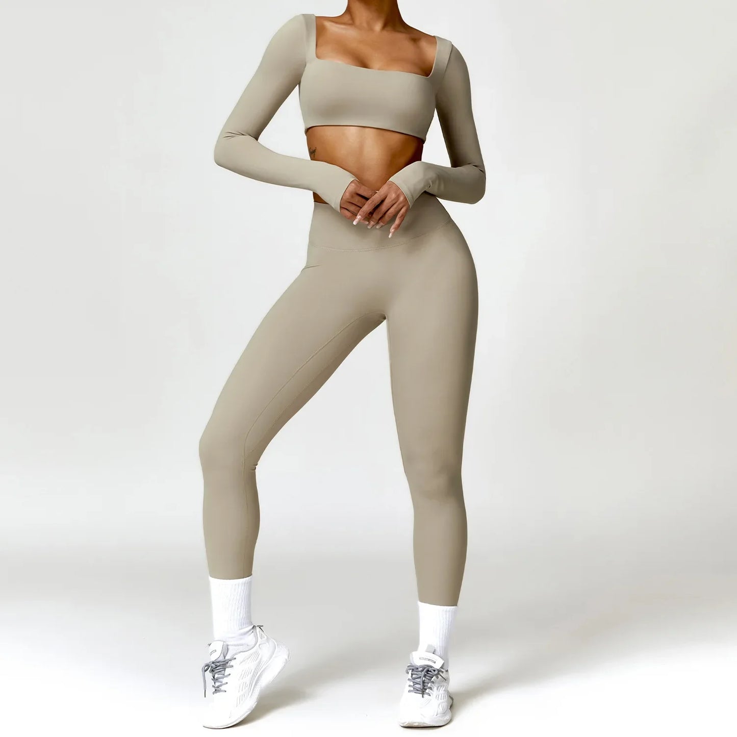 Summer 2PCS Yoga Suit Sports Set Women Quick-Dry Gym Set Women Tracksuit Running Workout Long Sleeve Sports Shirt Yoga Clothing