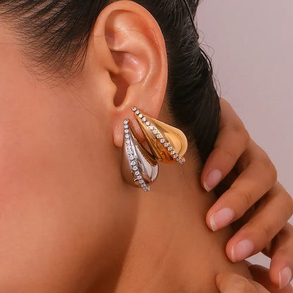 5CM Stainless Steel Water Drop Earring for Women Chunky Hollow Smooth Exaggerated Thick Large Jewelry 2023 New Design