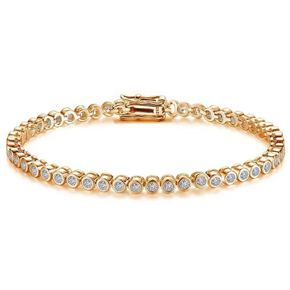 GRA Certified 2mm Moissanite Tennis Bracelet for Women Man 925 Sterling Silver Plated 18k Gold Round Bubble Diamond Bracelets