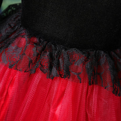 2025 Girls Cosplay Vampire Halloween Dress For Kids Ghost Bride Gothic Costume Count Vampiran Carnival Outfit Black Red Clothes