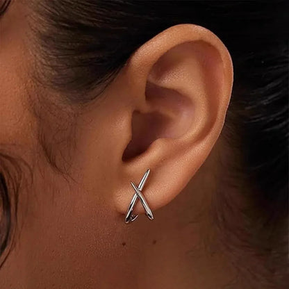 Trendy Gold Color Cross Stud Earrings for Women Dainty Simple Minimalist Earring Fashion Jewelry Party Gifts Wholesale