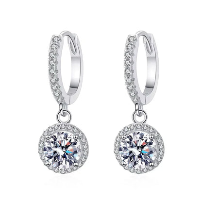 1ct D Color Moissanite Loop Earring 925 Sterling Silver Plated 18k White Gold Pendant Earring for Women Fine Jewelry