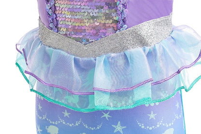 Ariel Cosplay Princess Costume Kids Cartoon Printed Dress Girls Halloween Children Carnival Birthday Party Clothes