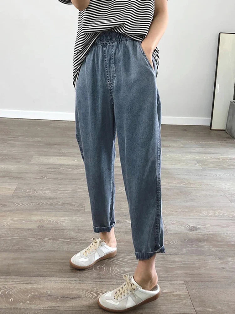 Woman Casual Loose Baggy Denim Harem Pants