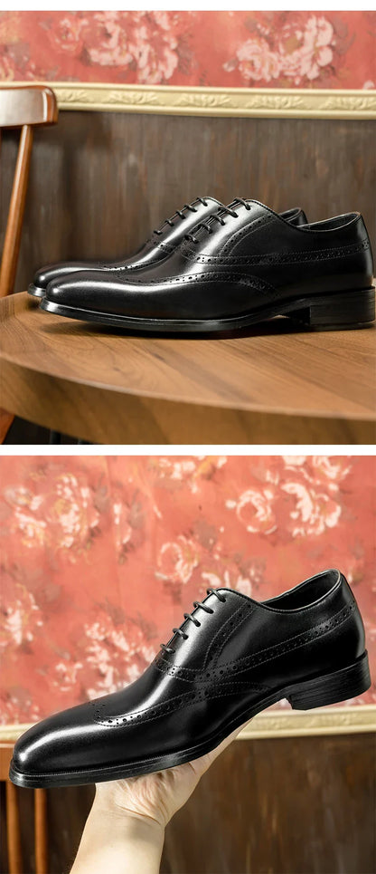 Men Casual Dress Shoes Patchwork Oxford Genuine Leather Formal Shoes for Male Party Dinner British Footwear