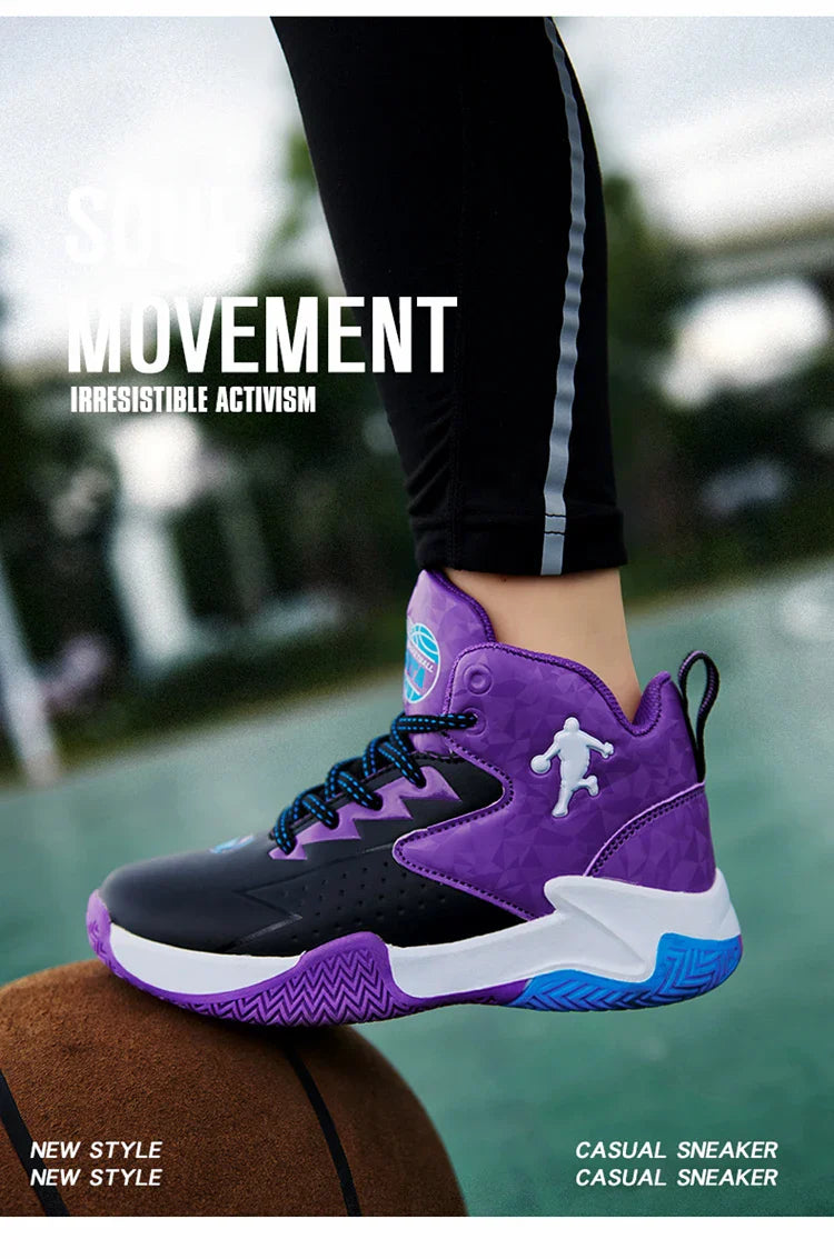 Fashion Brand Basketball Shoes Boy Kid Trainers Non-slip Children's Sports Shoes Outdoor Leather Basketball Sneakers Kids Girls