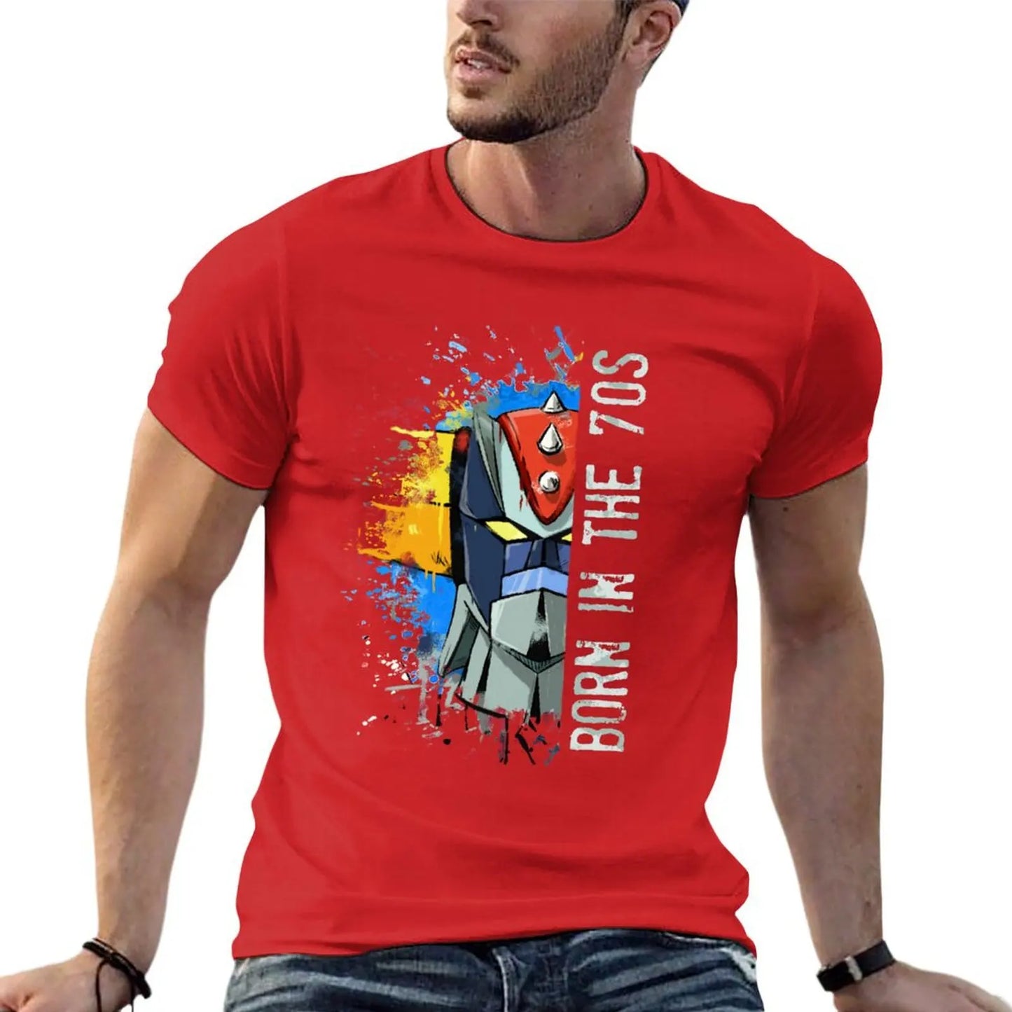Ufo Robot Goldrake - Born In The Seventies T-Shirt Blouse heavyweights hippie clothes Men's t-shirts