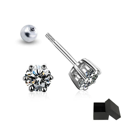 6.5mm Certified Moissanite Stud Earrings for Men Women Created Diamond Studs S925 Rhodium Plated Luxury Quality Jewelry