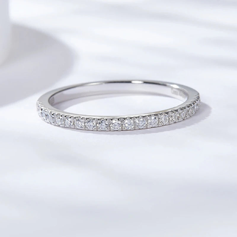 3pcs 0.2ct Moissanite Eternity Ring for Women Men 1.3mm 18k Gold Plated Sterling Silver Wedding Moissanite Band Jewelry