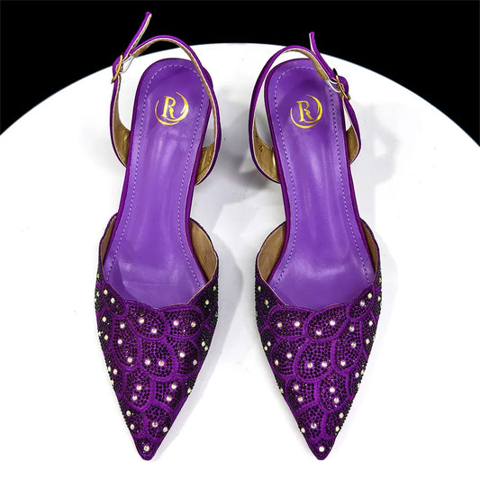 Italian shoes and handbags accessory set with rhinestone metal embellishments Wedding shoes Bridal shoes Designer