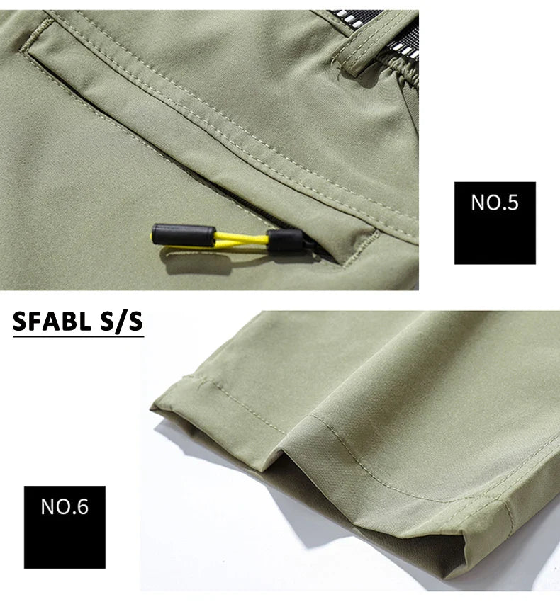 Lightweight Fishing Pants Stretch Waterproof Tactical Pants Men XL-5XL Summer Quick Dry Hiking Pants Men Zipper Pockets Trousers