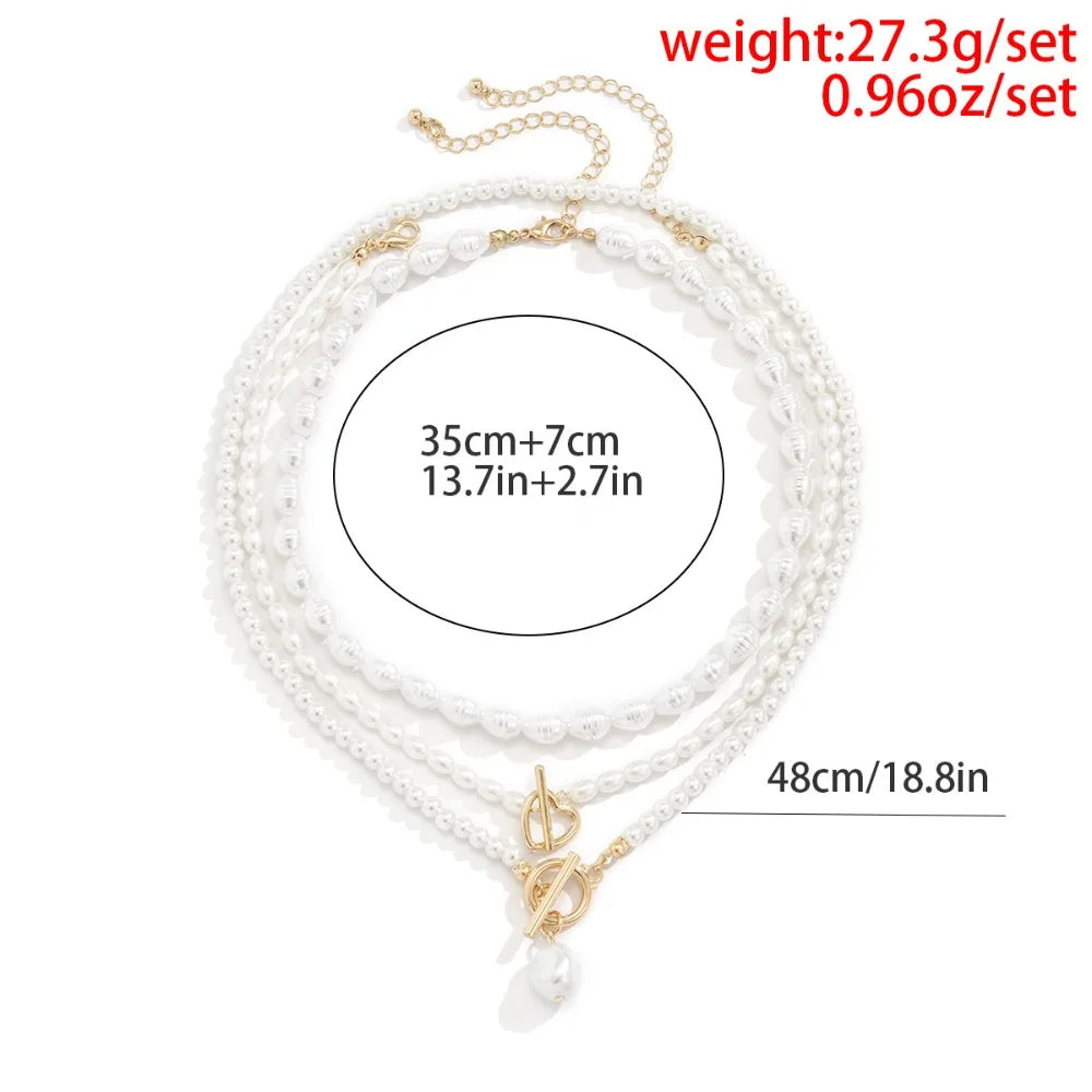 Elegant Irregular Imitation Pearl Beads Necklace for Women Vintage Party Wedding Tassels Choker Fashion Jewelry Accessories Gift