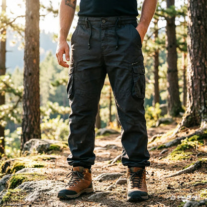 Large Pocket Loose Overalls Men's Outdoor Sports Jogging Tactical Pants Elastic Waist Pure Cotton Casual Work Pants Cargo Pants