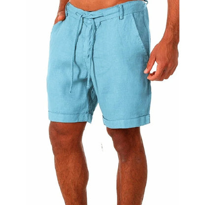 New Men's Cotton Linen shorts Pants Male Summer Breathable Solid Color Linen Trousers Fitness Streetwear S-4XL