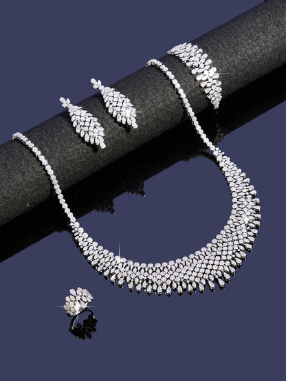 Elegant Necklace Sets for Women Water Drop Cubic Zirconia Layer Jewellery Set Dubai Saudi Bridal Engagement Party Accessory