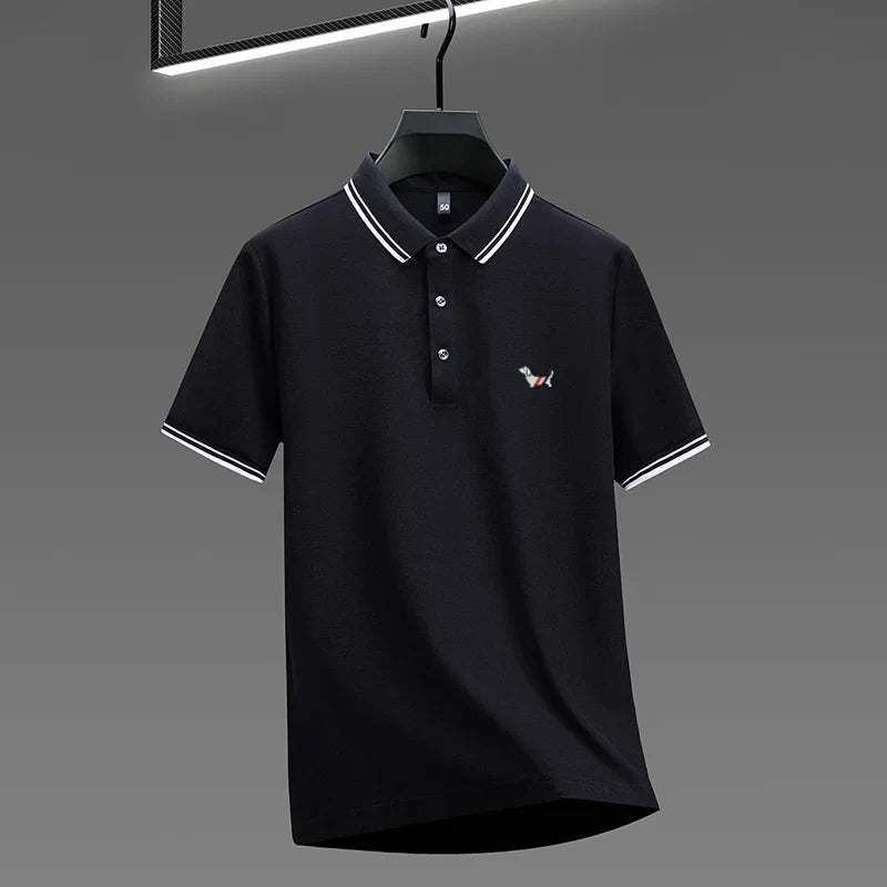 100% pure cotton summer new men's trendy shortsleeved luxury customized business casual polo shirt designer brand badge T-shirt