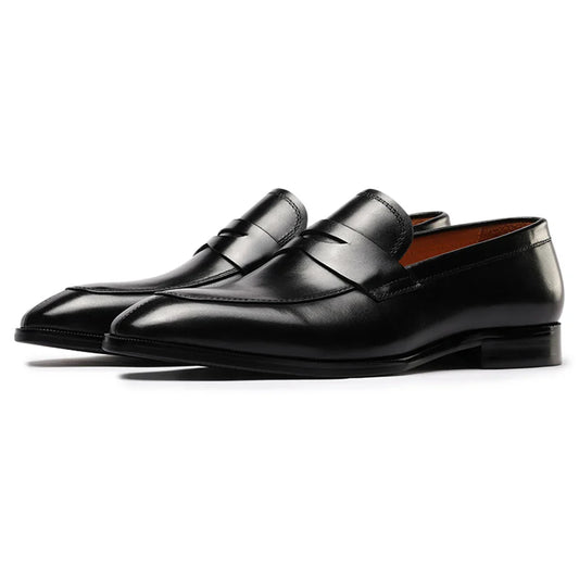 Mens Penny Loafers Elegant Wedding Party Full Grain Leather Casual Dress Shoes Brown Black Business Formal Shoes Moccasins