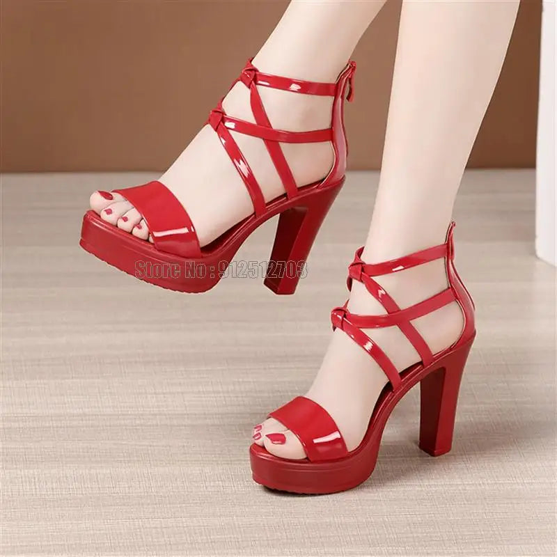 Girl Women Sandal Leather Sole High Heel Summer Shoes