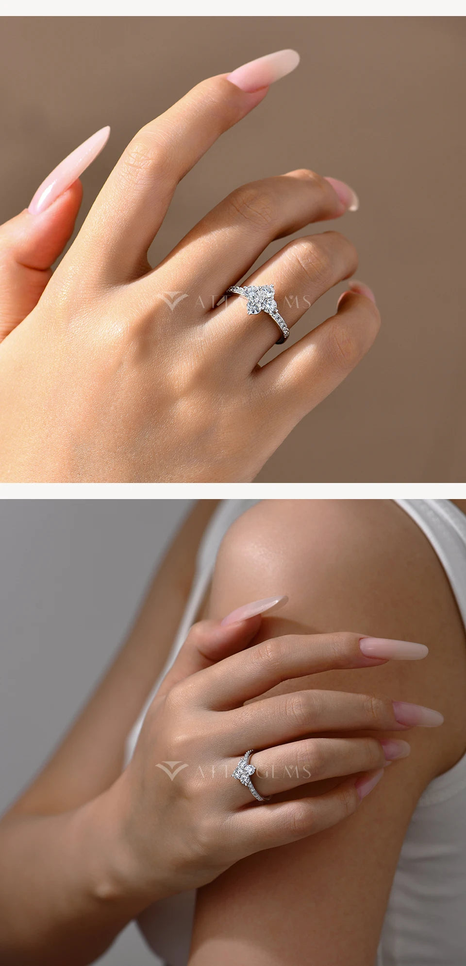 925 Sterling Silver Luxury Full Moissanite Rings 0.3ct DVVS1 Round Cut Sparkling Engagement Band for Women Fine Jewelry