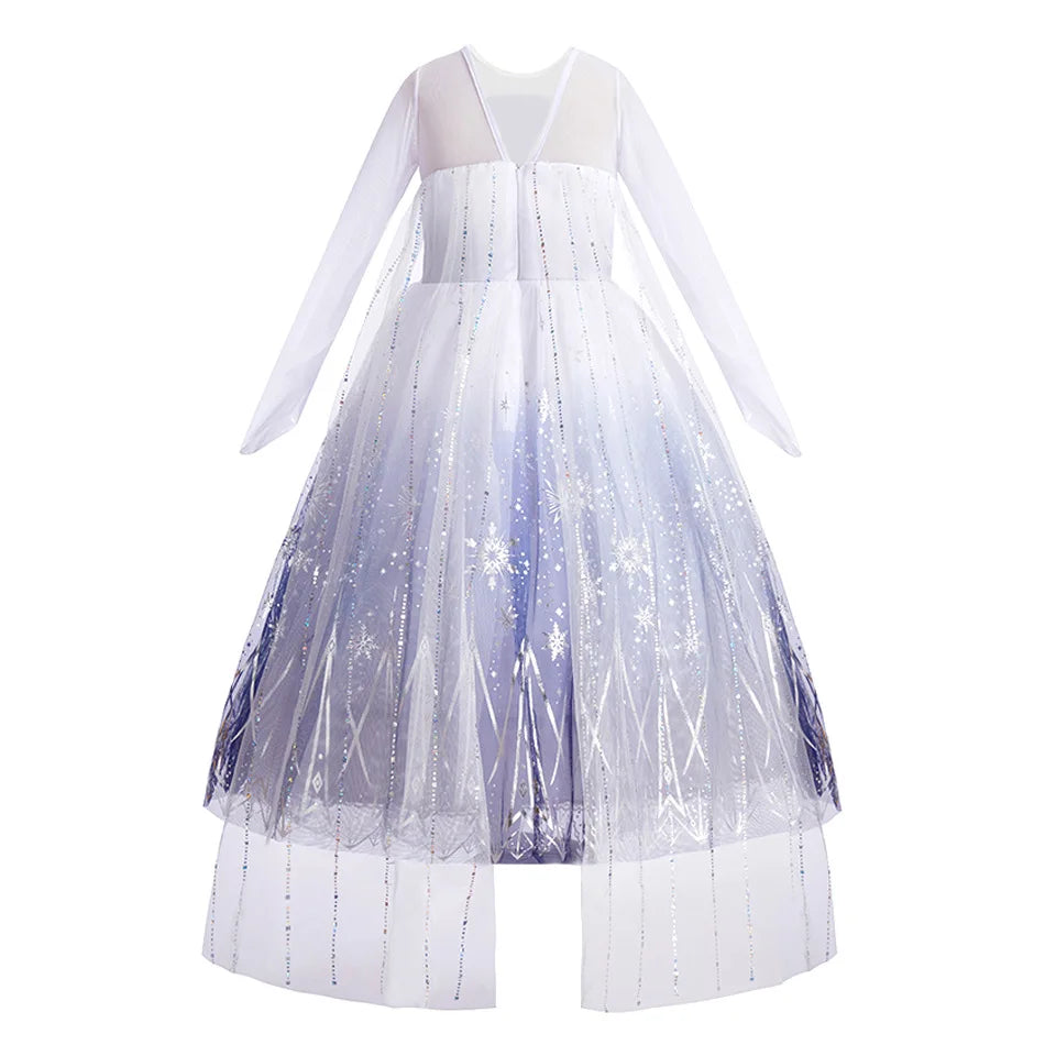 Frozen Elsa Princess For Girls Cosplay Costume Kids Mesh Snow Queen Carnival Birthday Party Dress Up Clothes 2-10Yrs Gown