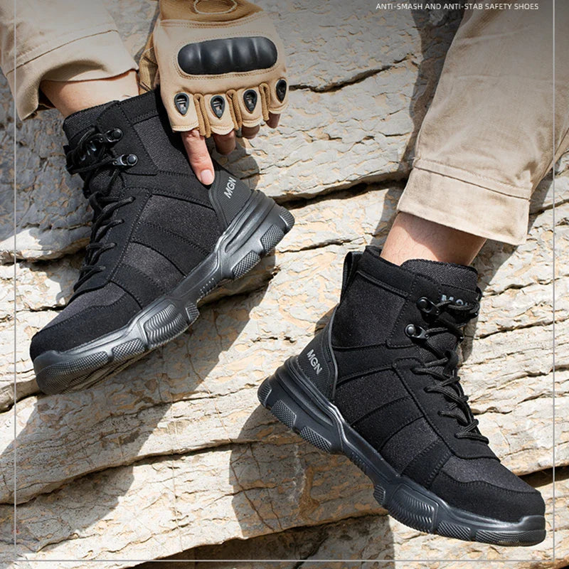 Indestructible Men Work Safety Boots Outdoor Military Boots Anti-smash Anti-puncture Industrial Shoes Men Boots Desert Boots