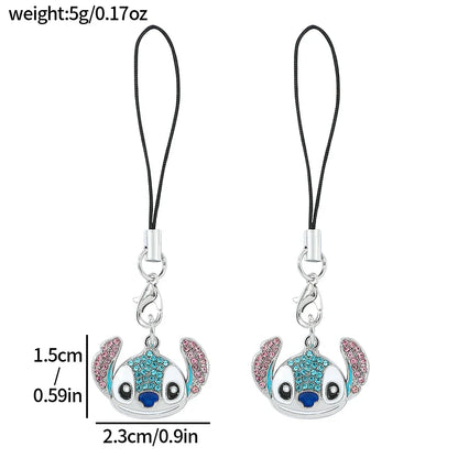 Stitch Cartoon Pendant Necklace Cute Filled Rhinestones Jewelry Personality Sweater Chain Gift for Fashion Lovers