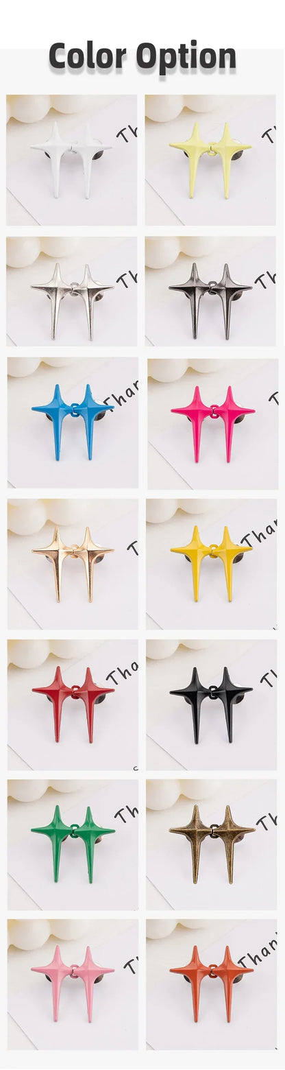 1Pair Cross Star Waist Buckle Adjustable Detachable Pants Clips Waist Tightener Nail-free Metal Button Snaps for Jeans Decor