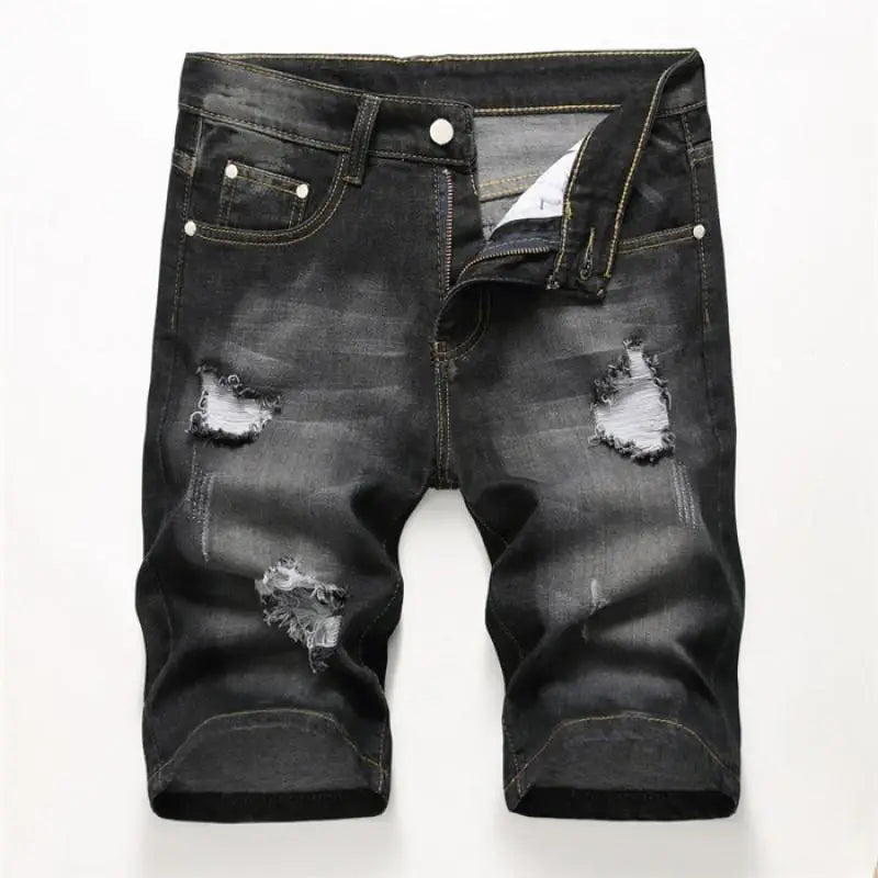 Summer Denim Shorts Men Fahsion Hole Jean Shorts Bermuda Skate Board Harem Mens Jogger Ankle Ripped Wave Knee Length Plus Size
